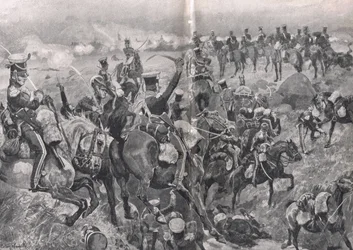 Charge des 23e dragons contre les carrés français à Talavera, illustration de 